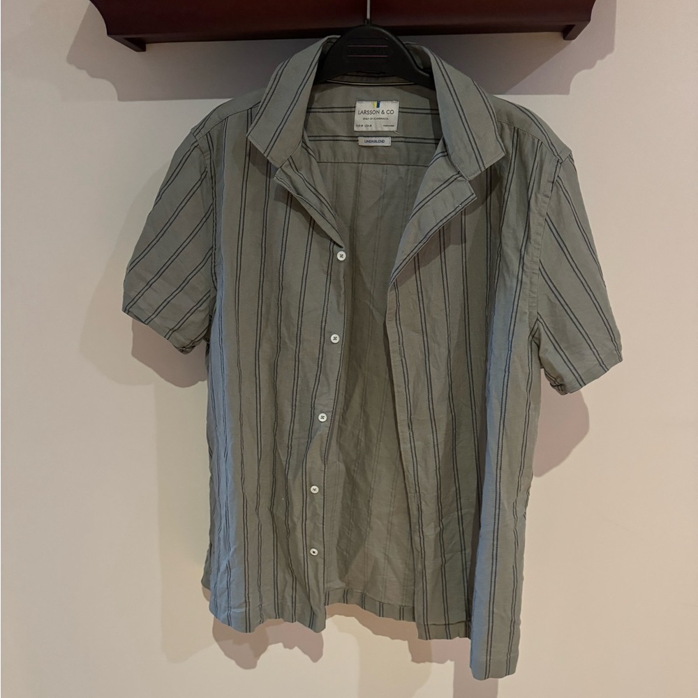 Stripped Linen Larson & Co Short Sleeve Blouse